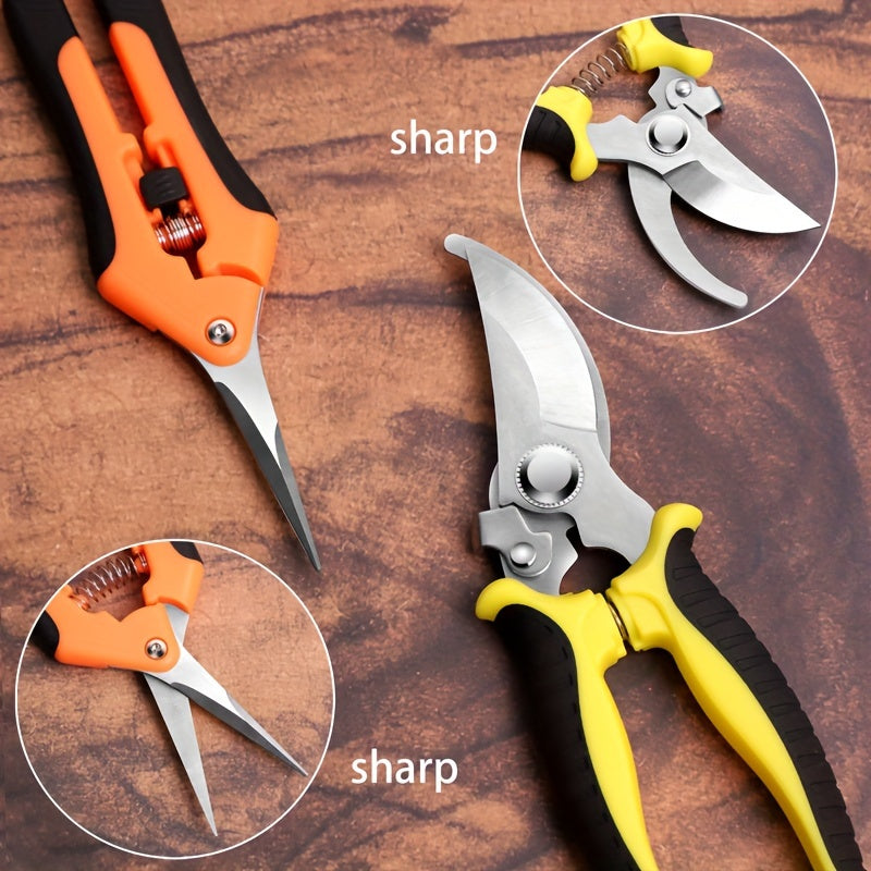 Set of 3 Gardening Tools Stainless Steel Pruning Shears Scissors for Trimming