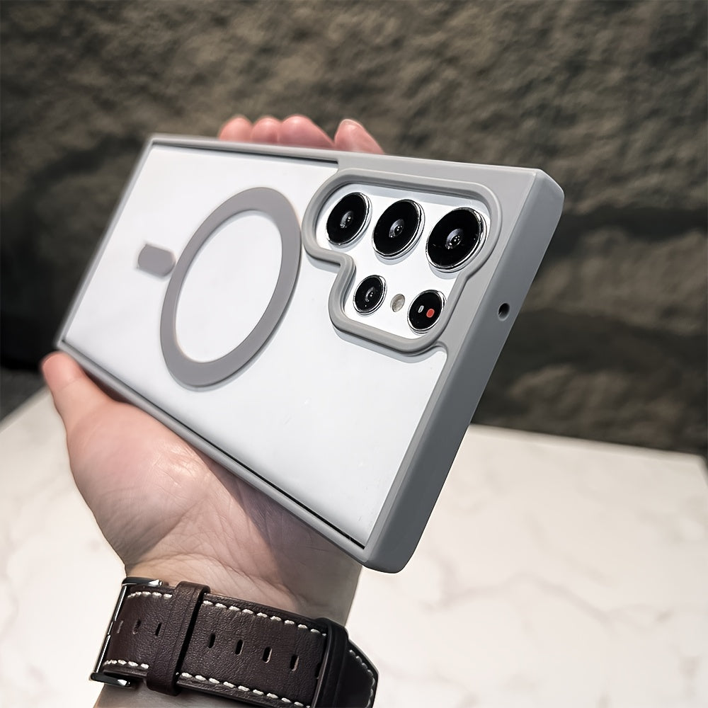 Transparent Magnetic Wireless Charging Shockproof Phone Case for Samsung Galaxy S24 S23 S22 Plus Ultra