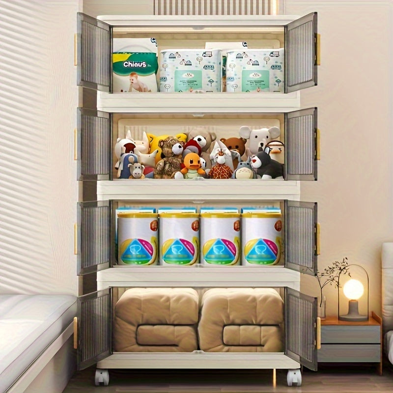 Foldable Plastic Storage Cabinet Multi-Layer Space-Saving Organizer for Home Desk Drawer