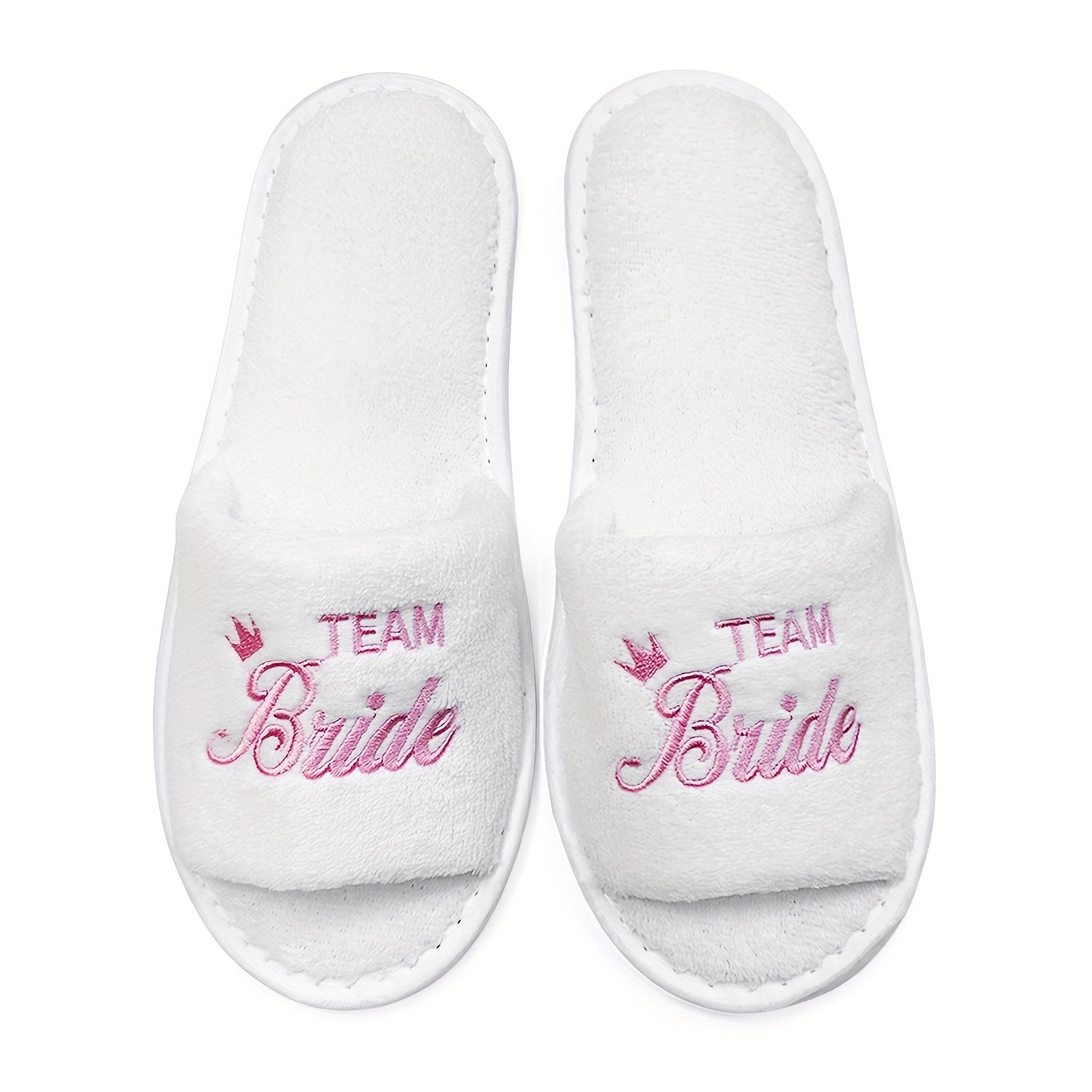 Women's Bridal Party Slippers Set Open-Toe Plush Non-Slip Comfortable Flats