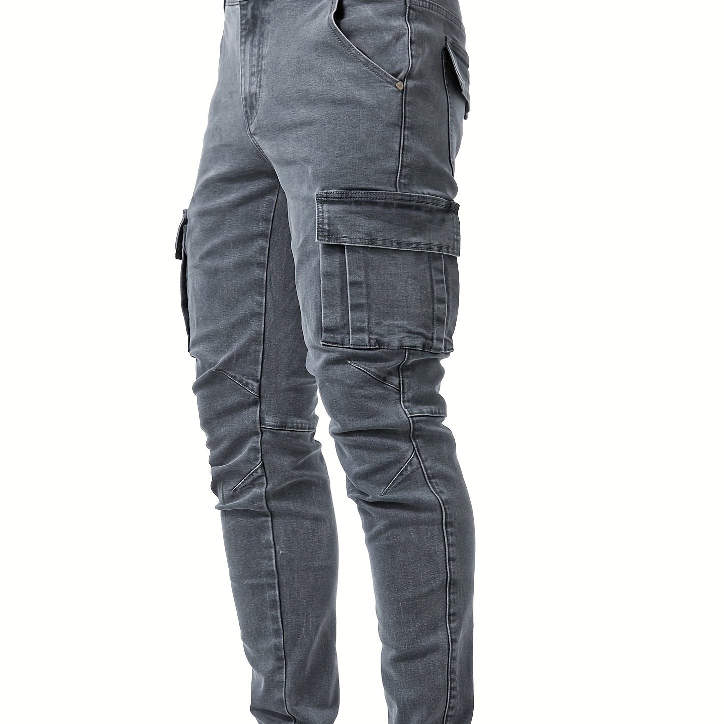 Men's High-Stretch Denim Pants Slim Fit Casual All-Season with Multiple Pockets