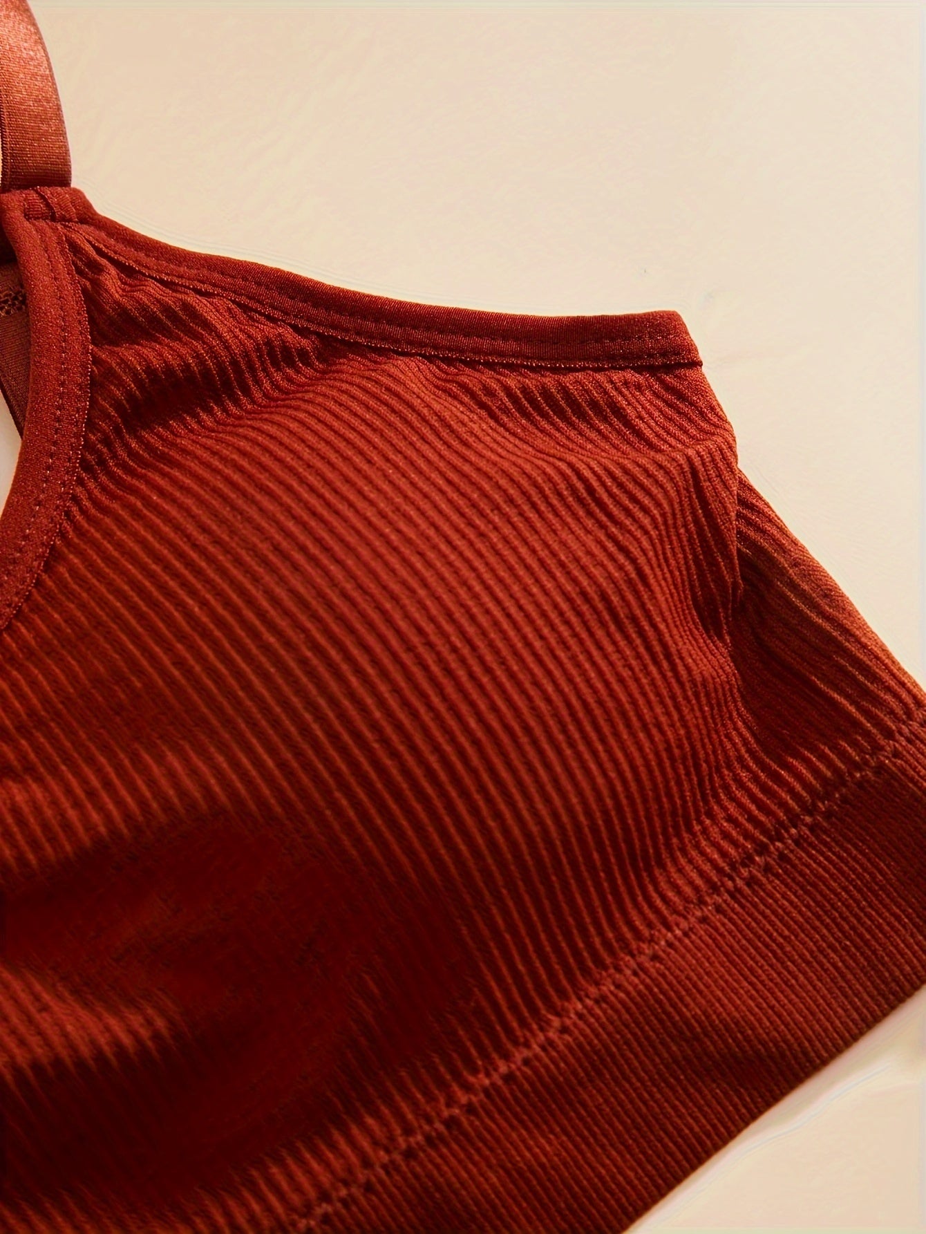 Women's Ribbed Cotton Lingerie Sets with Solid Color Bra and Briefs Three-Piece