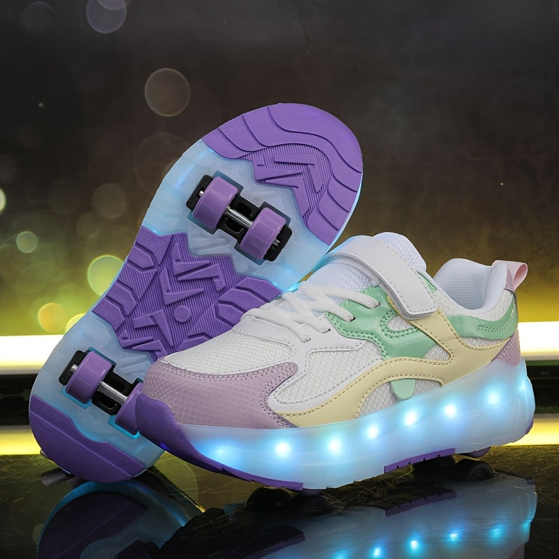 Kids Glowing LED Light-Up Roller Skates for Boys and Girls Indoor Outdoor All-Season