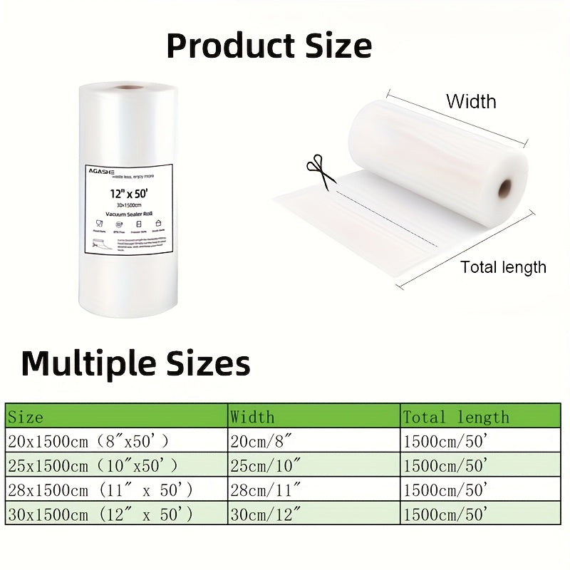 15 Meter Vacuum Sealer Bags Combo Pack in 4 Sizes Food Freshness Preservation