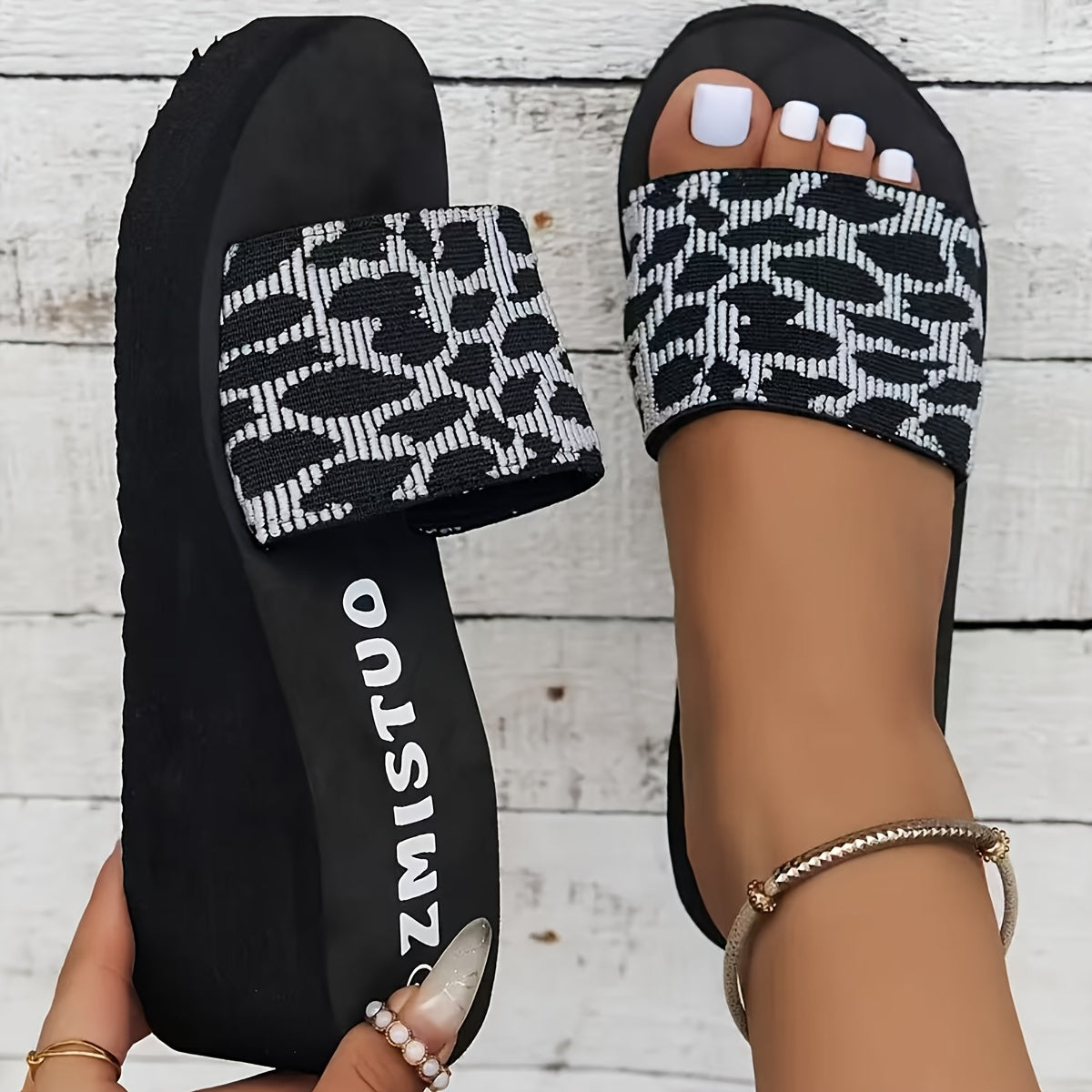 Women’s Leopard Print Platform Sandals Open-Toe Summer Beach Shoes