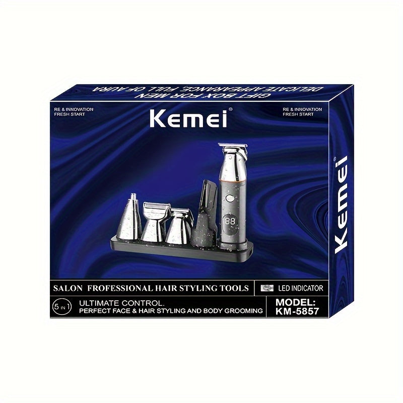 Chegara osha 5-in-1 Oilaviy to'plam, LED LCD raqamli displey bilan, sochni qirqish, so'zlash, tanani parvarish qilish uchun