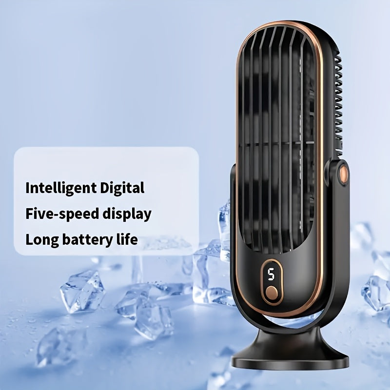 Dual-Motor Desk Fan Portable USB Rechargeable Oscillating 5-Speed for Home Office Outdoor