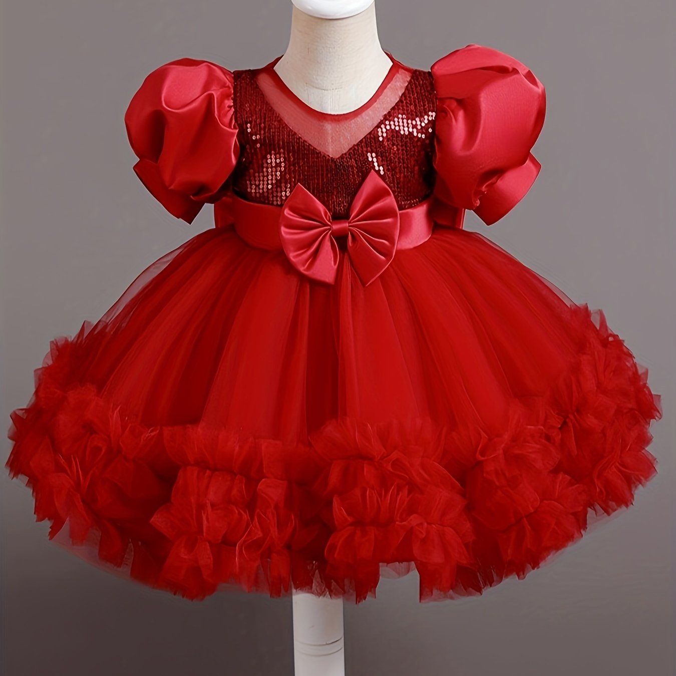 Girls Sequin Tutu Dress for Birthday Party with Ruffle Mesh Skirt and Belt