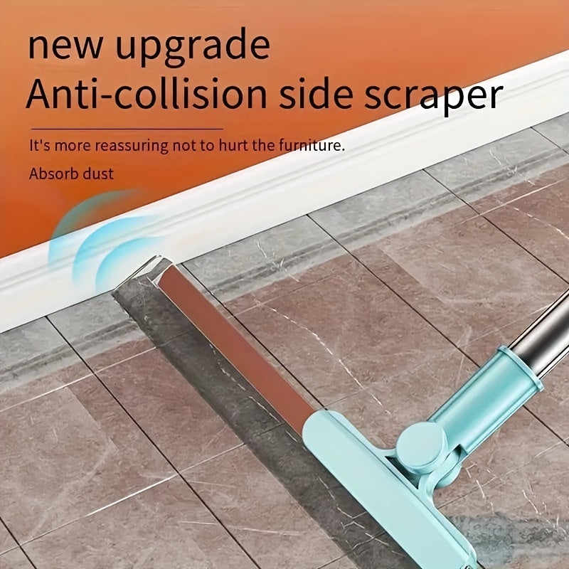 20-Inch Magic Broom with Retractable Silicone Scraper for Bathroom Kitchen Living Room