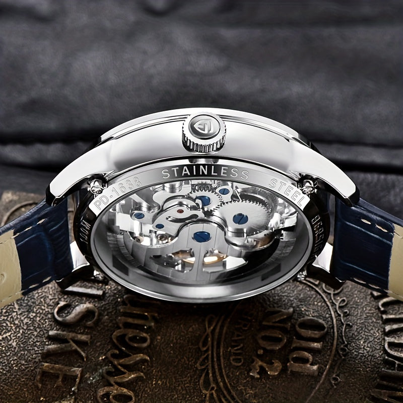 Men's Self-Winding Skeleton Watch Stainless Steel Pointer Series Sports Watch