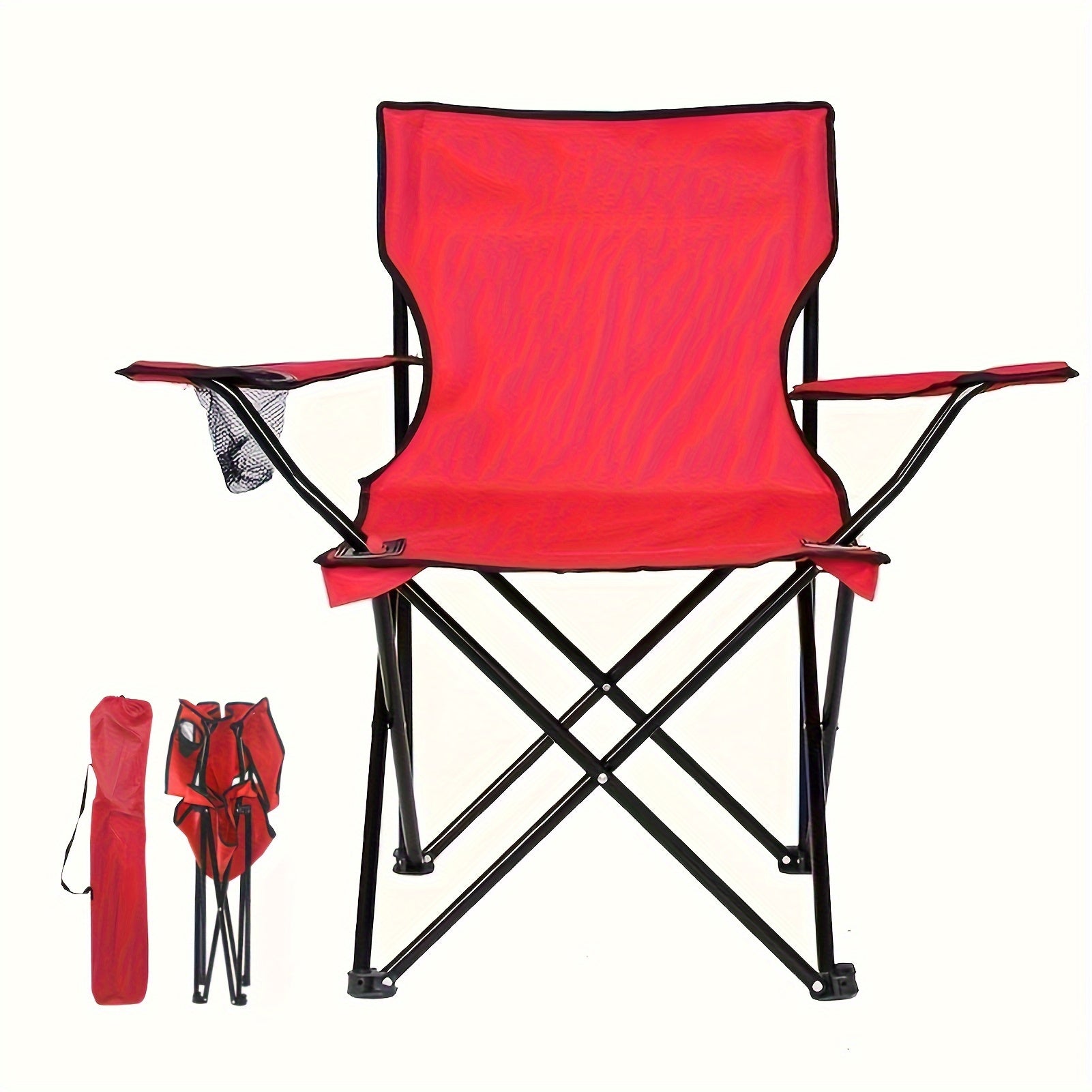 Portable Folding Camping Chair with Water Cup Holder and Carrying Bag