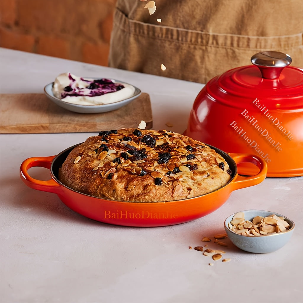 Enamel Cast Iron Loaf Pan with Lid 22.86cm Oven Safe Non-Toxic Durable
