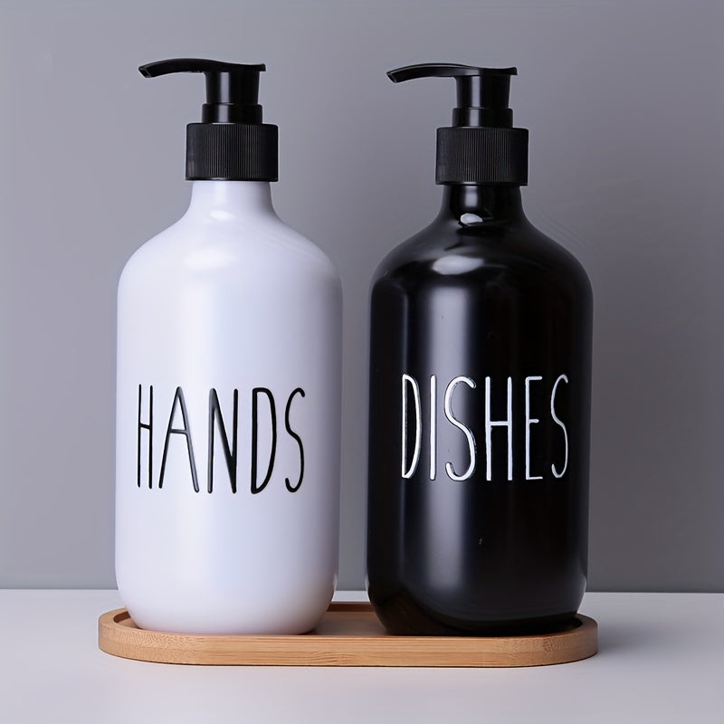 Set of 2 Plastic Soap Dispensers for Hand and Dish Soap Bathroom Countertop Storage