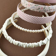 Set of 6 Women's Wide Brim Headbands with Faux Pearl Decoration and Trendy Style