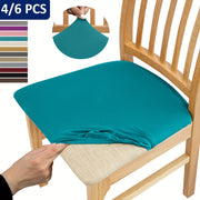 4/6 Piece Elastic Chair Cushion Covers Solid Colors for Living Room Kitchen Dining