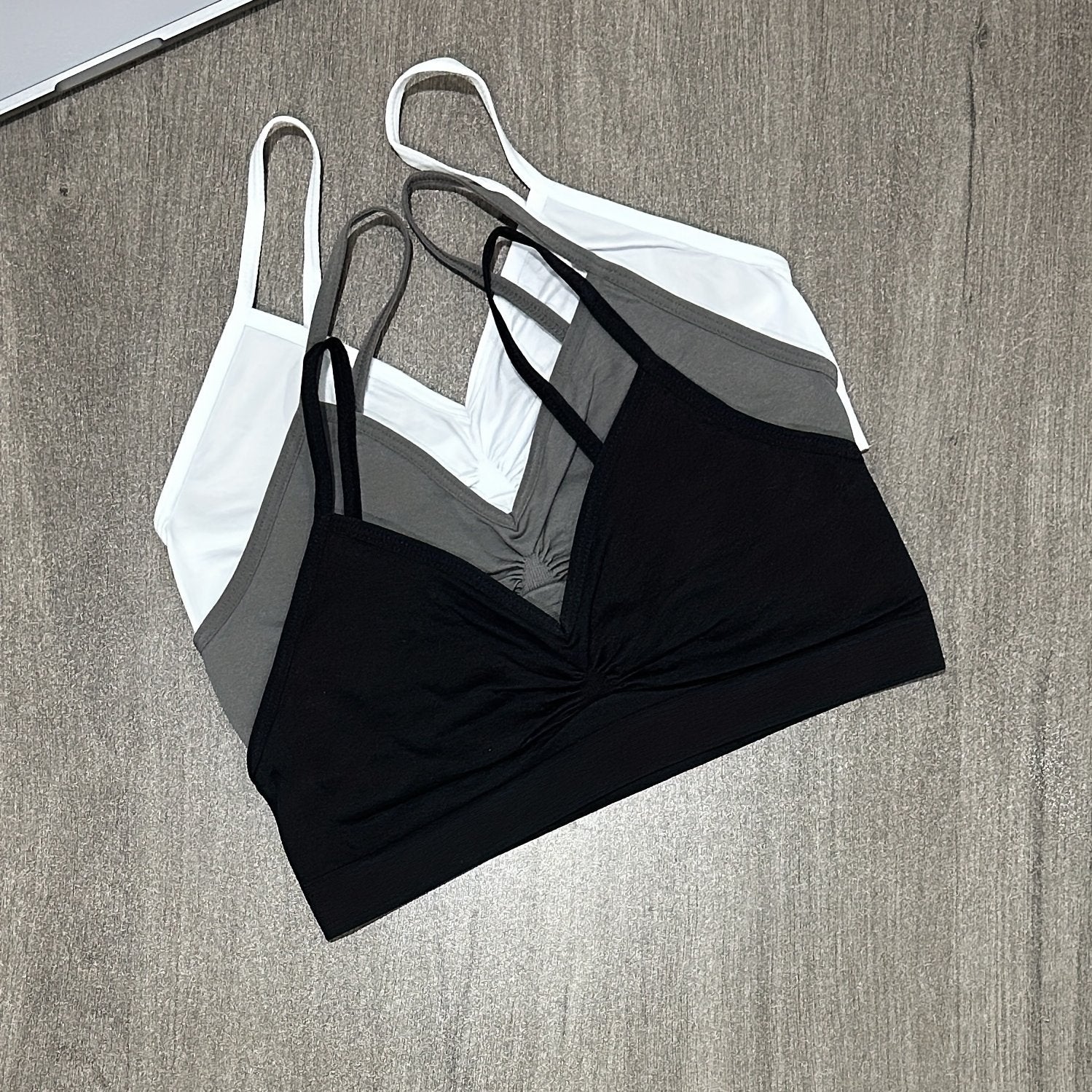 Women’s 3-Pack Seamless Bralettes Soft Stretch Knit No Underwire Padded Solid