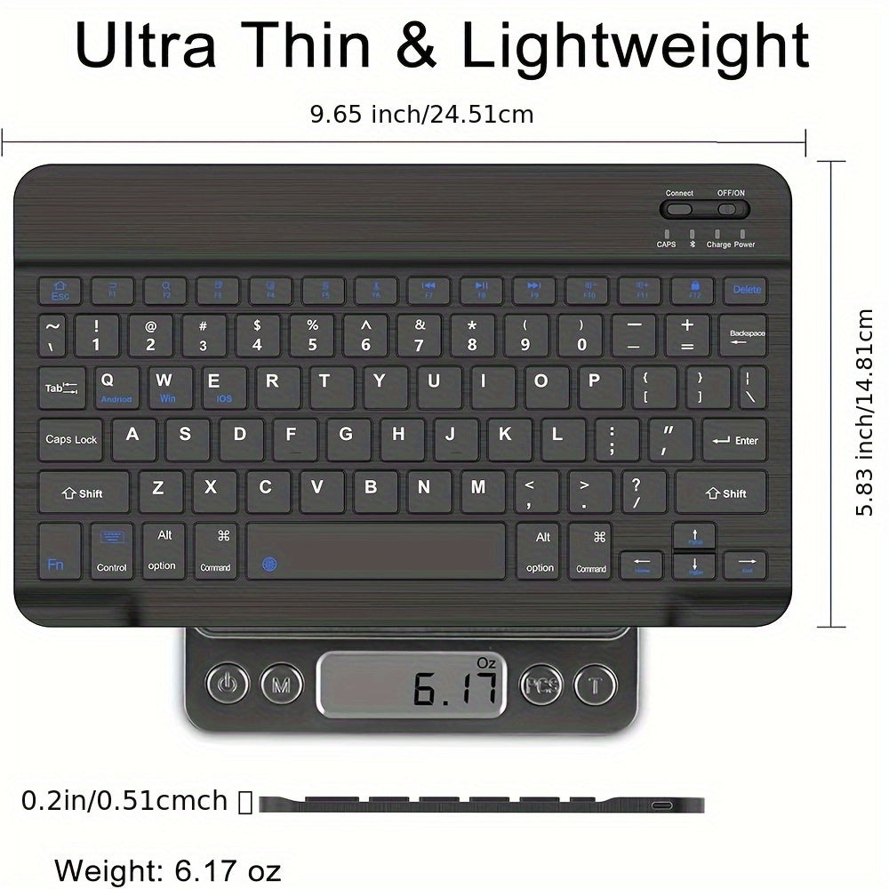 Wireless Keyboard Ultra-Slim Rechargeable with Function Keys for Android Windows iPad Pro Air Mini