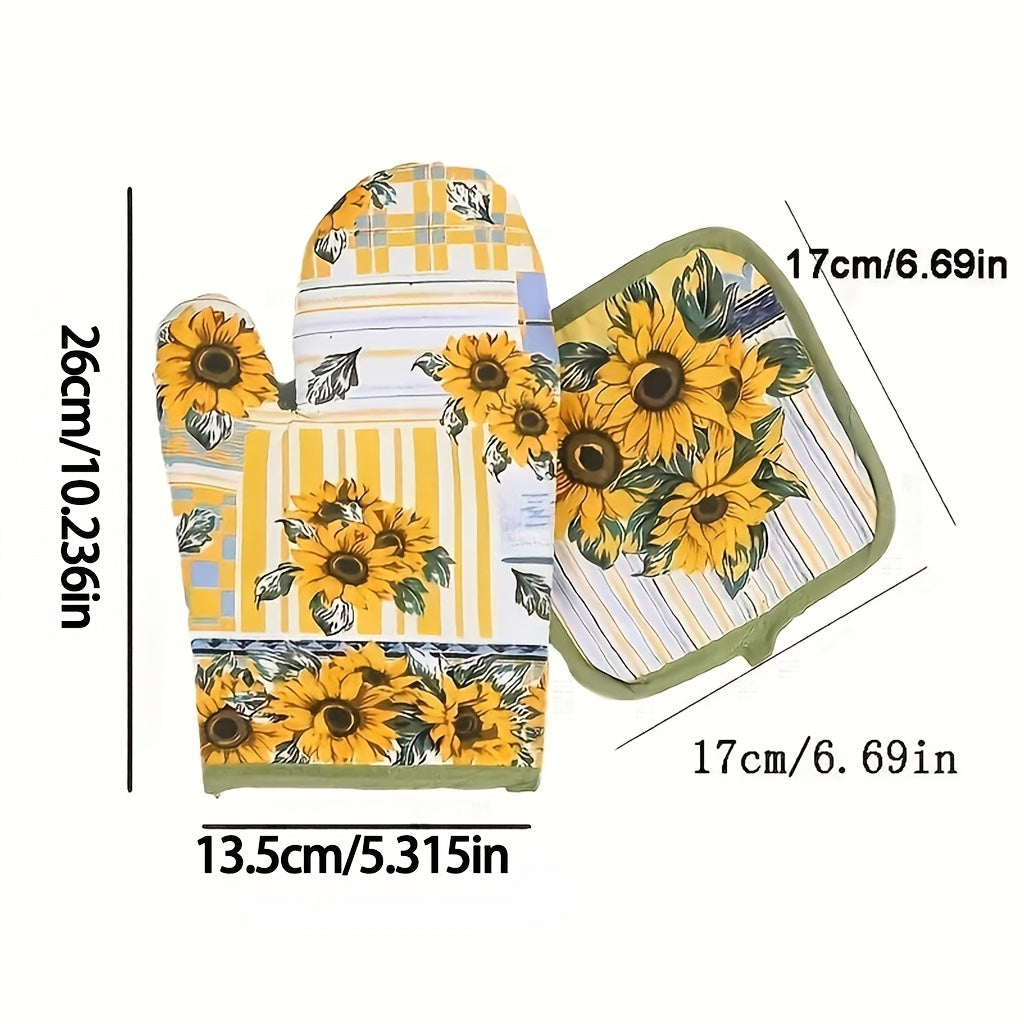 Set of 2 Heat-Resistant Microwave Oven Mat and Glove for Kitchen Safety