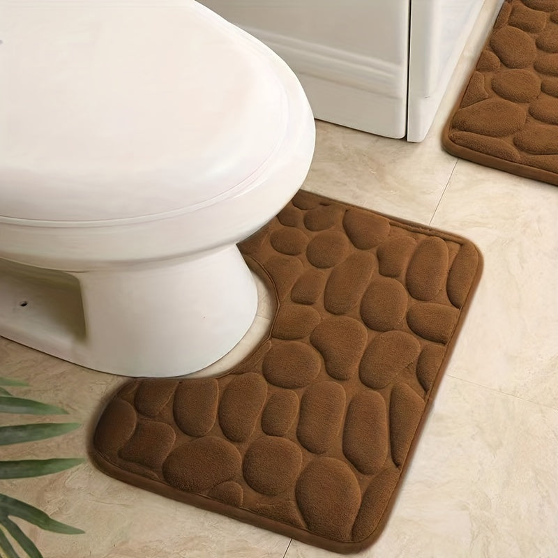 U-Shaped Foam Bath Rug Non-Slip Absorbent Washable Bathroom Decor
