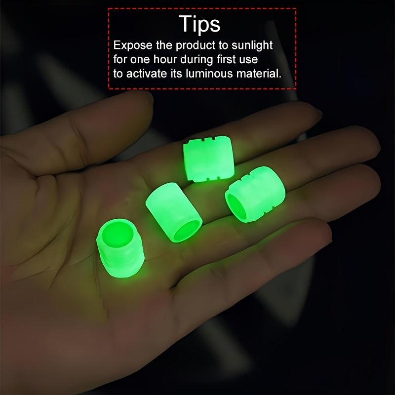 40 шт. светящиеся крышки для вентилей шин, светятся в темноте, флуоресцентный пластик, для автомобиля, мотоцикла