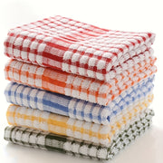 Absorbent Plaid Dish Towels Set of 5 Kitchen Cleaning Reusable Cloths