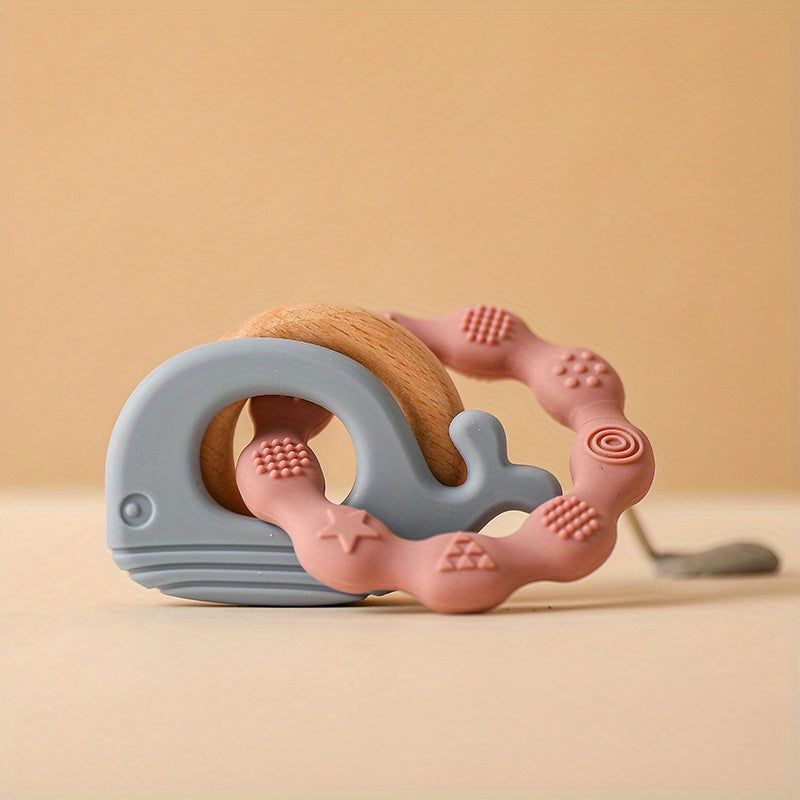 Baby Teething Toy Chewable Whale-Shaped Soothing Toy for Babies 0-3 Years
