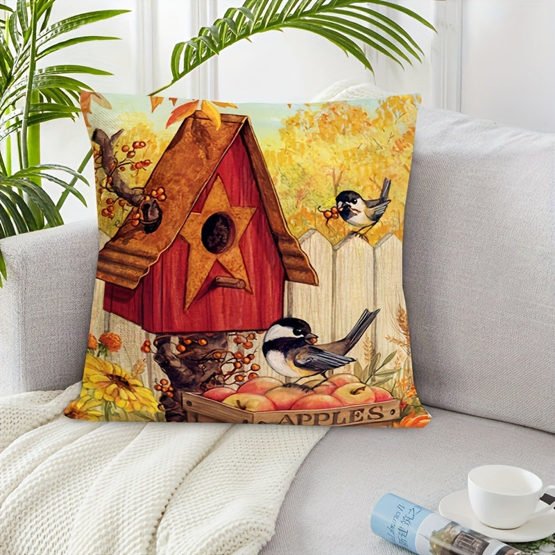 Decorative Throw Pillow Cover Autumn Harvest Design with Pumpkins Sunflowers 45.72cm