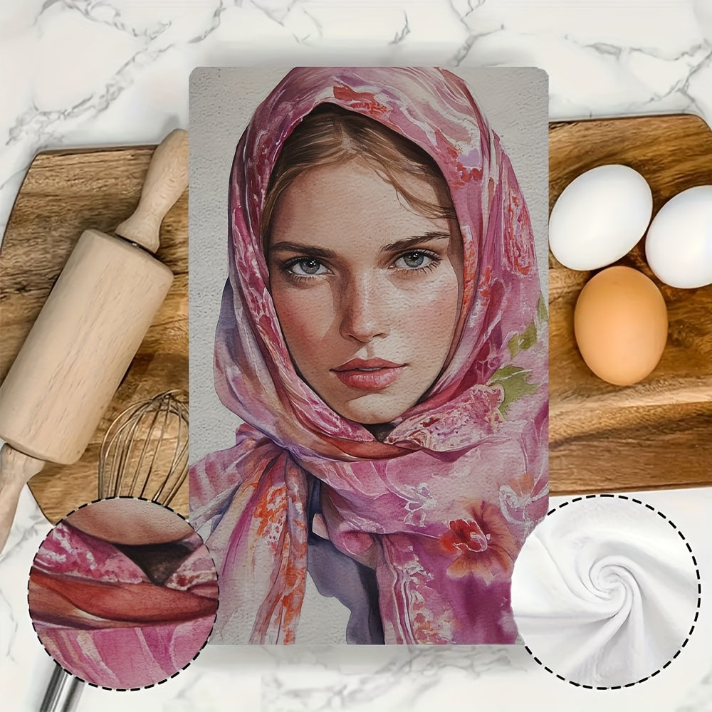 Two-Piece Floral Kitchen Towels Ultra-Soft Absorbent 40x60cm Holiday Decor