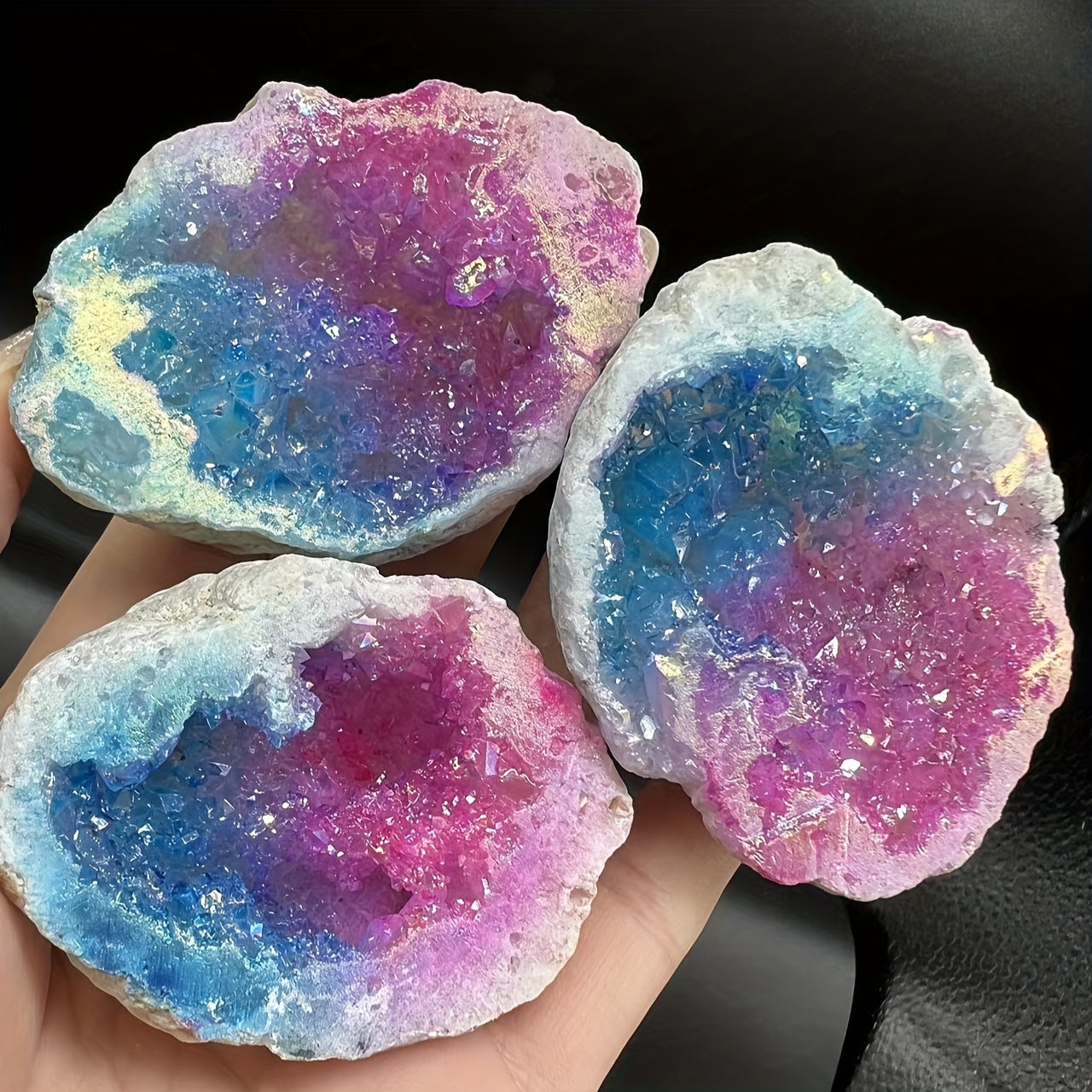 Agate Crystal Geode Decor Natural Electroplated Stone Home Gift