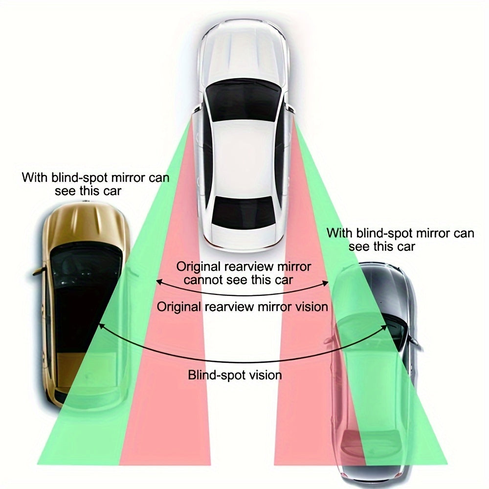 2PCS Car Oval Blind Spot Mirrors Universal Flat Wide Angle Rear View