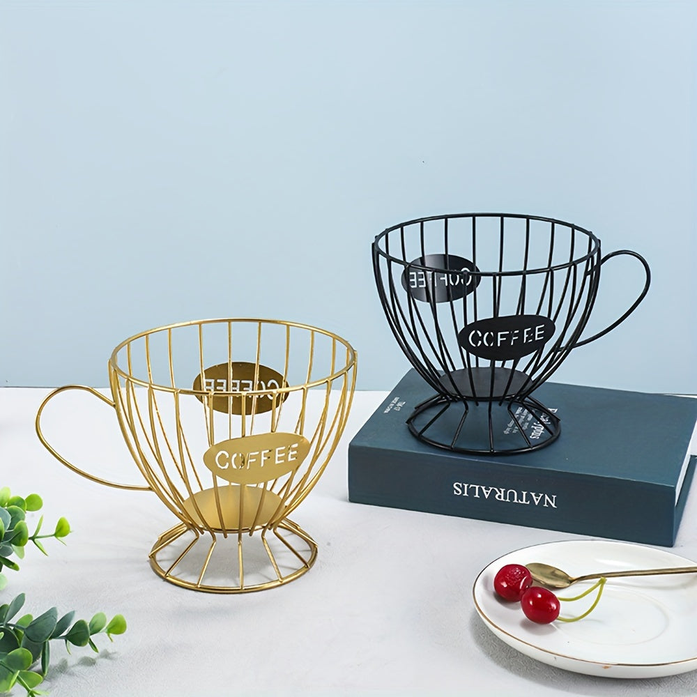 Modern Iron Coffee Pod Holder Basket Nordic Style Capsule Stand Multipurpose Organizer Black