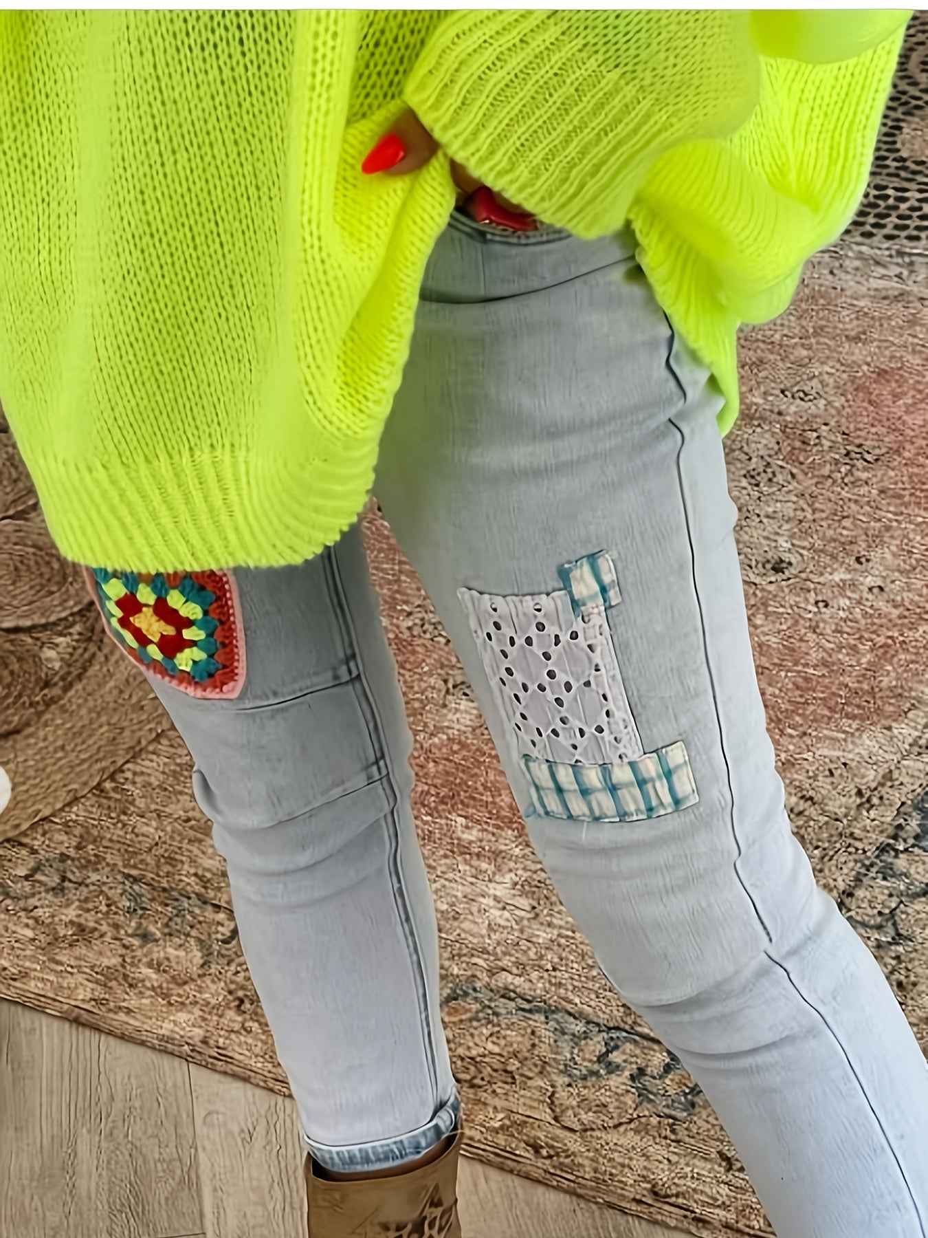 Plus Size Women's V-Neck Sweater Soft Warm Knit Bright Yellow Fall Winter