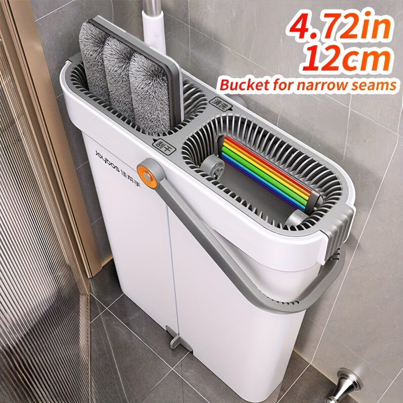 15.55 Inch Flat Mop and Bucket Set with Microfiber Cloths for Tile and Wood Floors