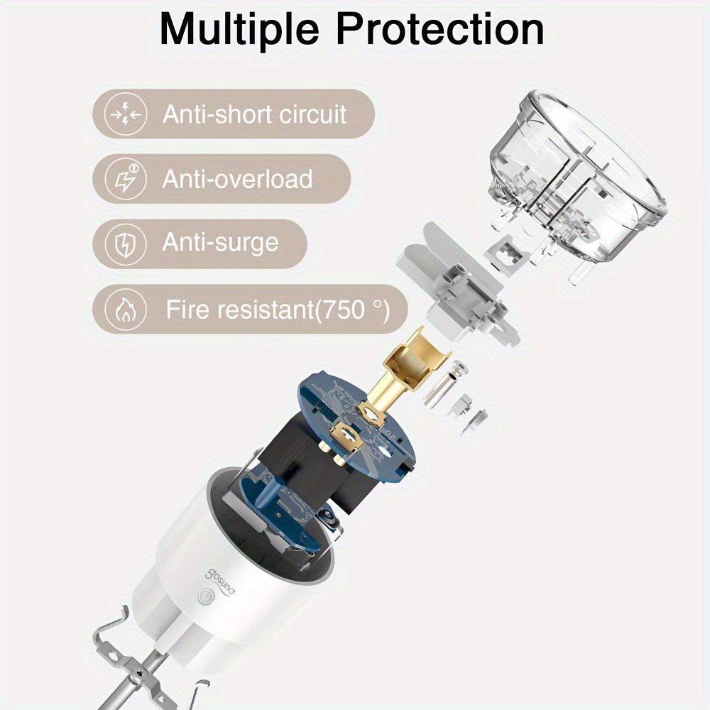 Pack de 4 enchufes inteligentes Wi-Fi con control por app, control por voz, temporizador, monitor de energía y enchufe europeo