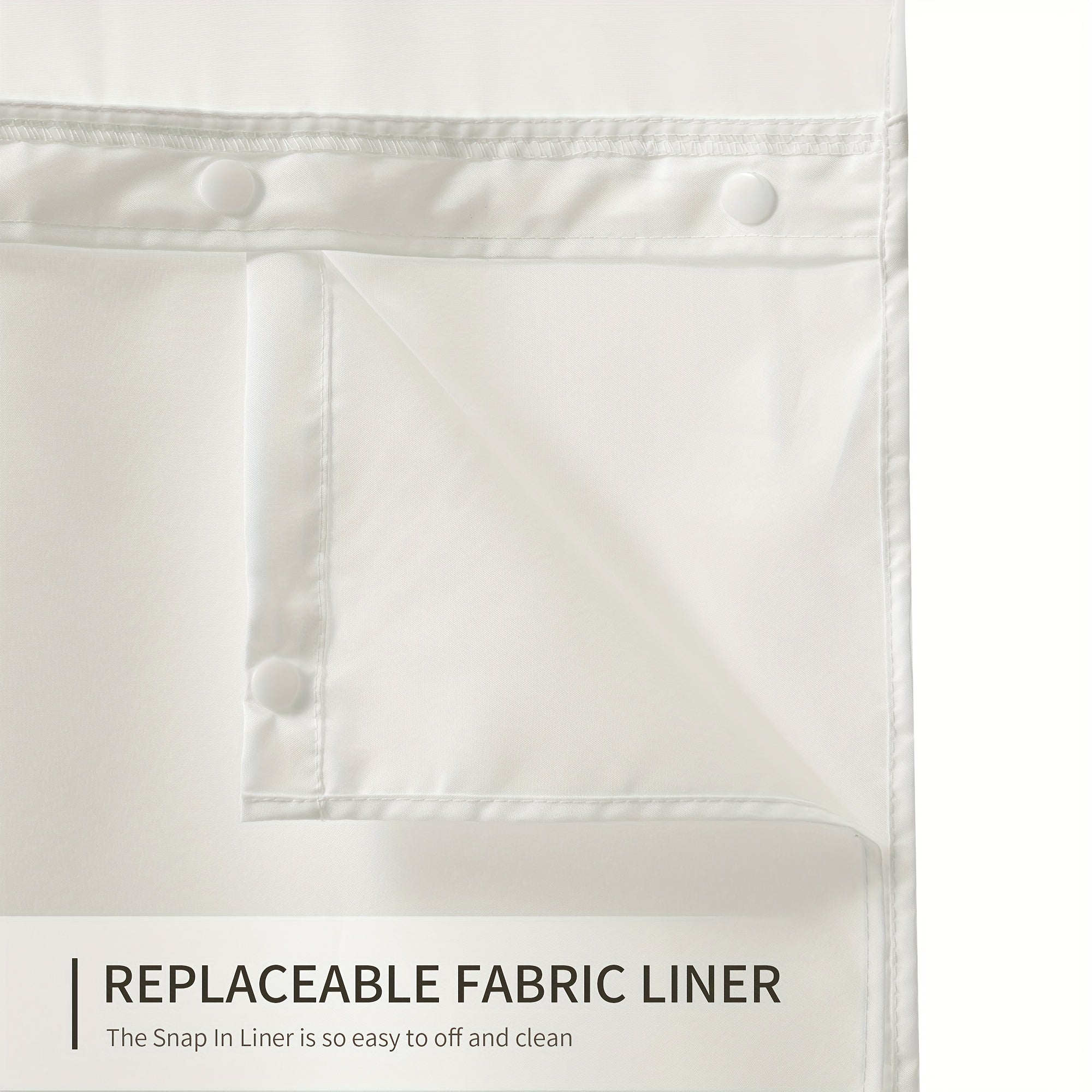 Chiziqli dush pardasi, snap-in astar bilan, tutqichlar talab qilinmaydi, mashinada yuvish mumkin, shaffof yuqori deraza bilan birga. Hammom bo'linmasi va aksessuarlar uchun ideal.