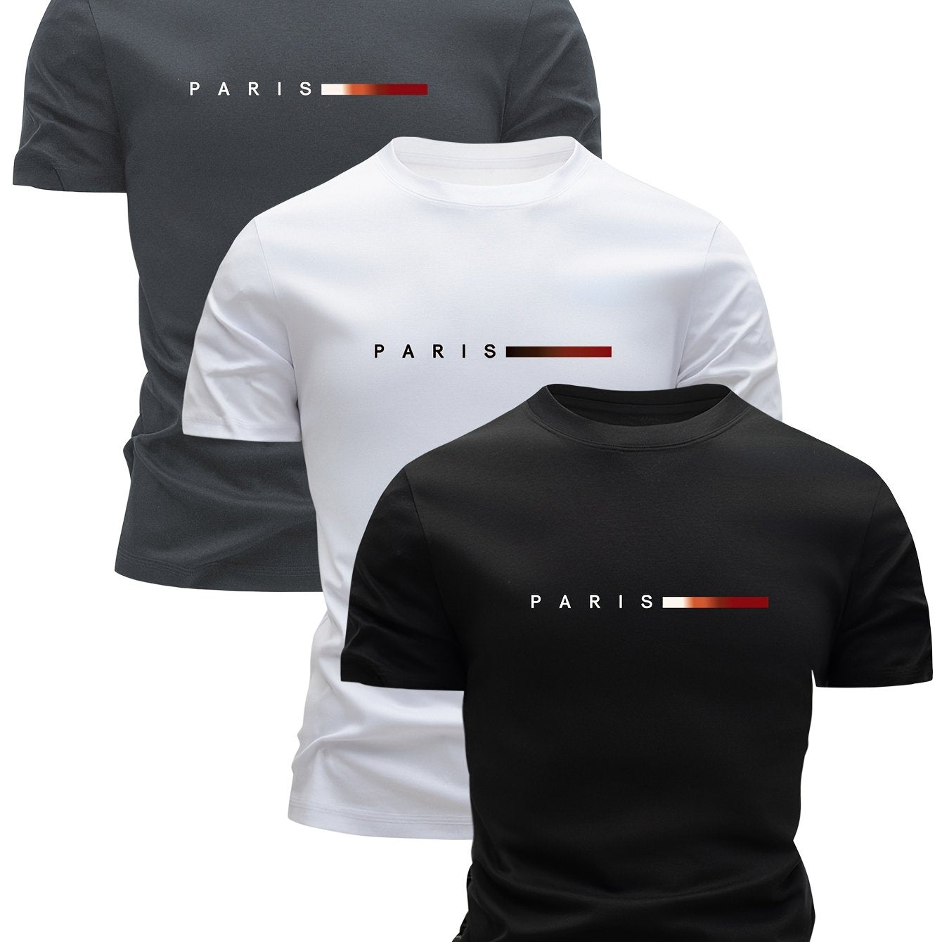 Pack de 3 camisetas de algodón de cuello redondo para verano, deportes, casual, hombres y mujeres