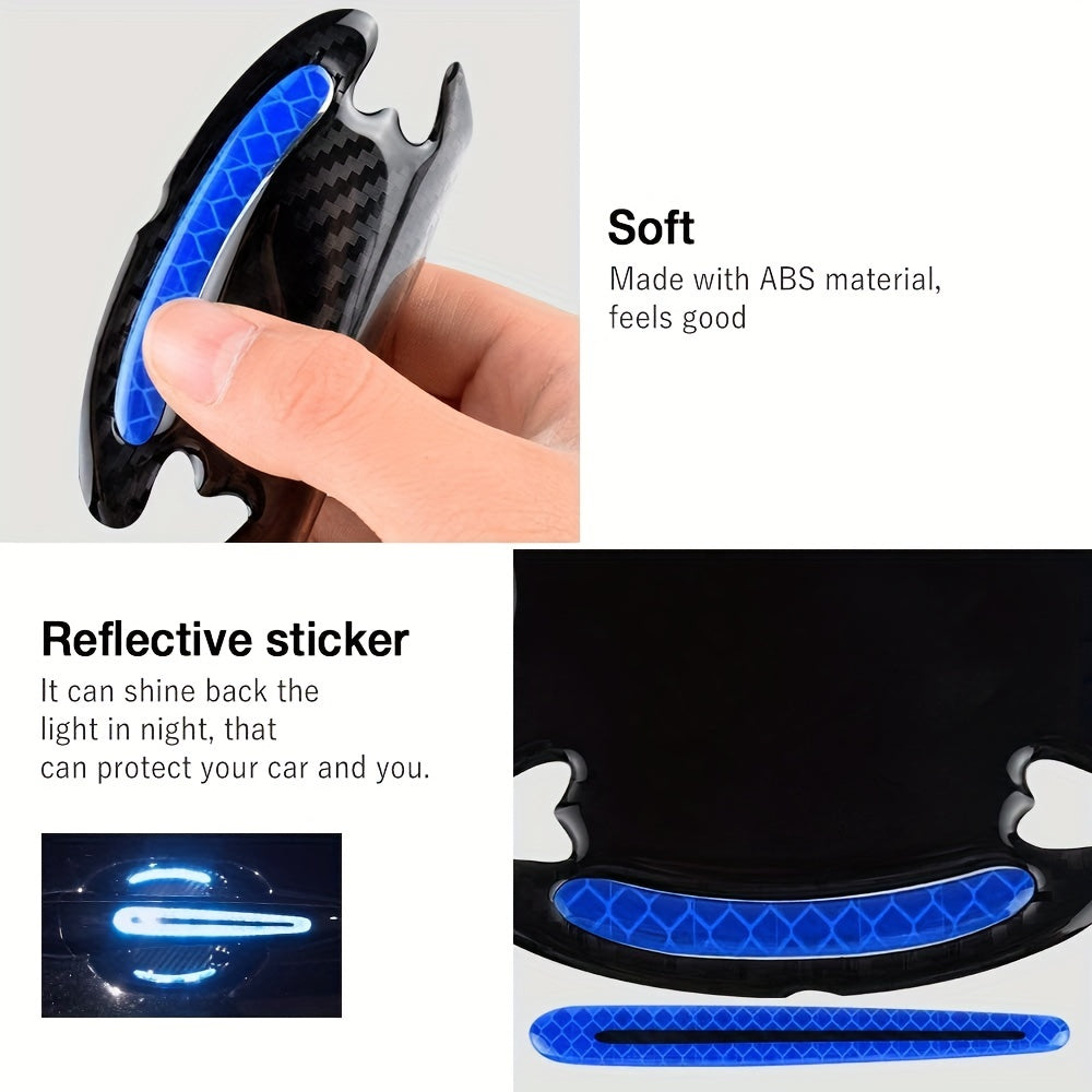 8Pcs Door Handle Protective Film Reflective Strip Anti-Scratch Safety Sticker