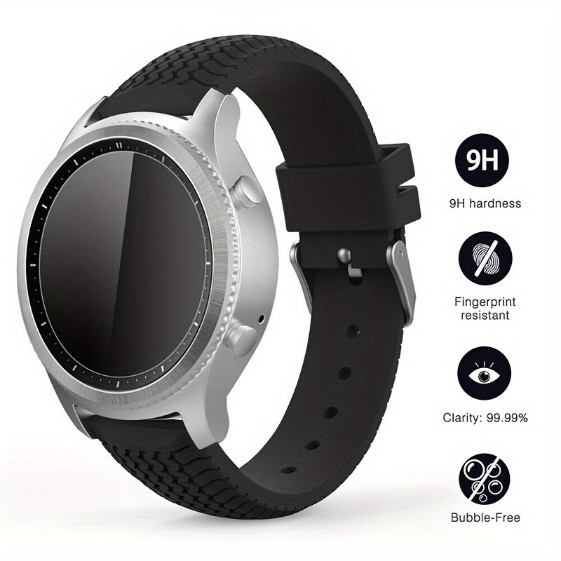 Round Watch Screen Protectors 9H Tempered Glass Bubble-Free Clear 27mm-43mm Set of 2