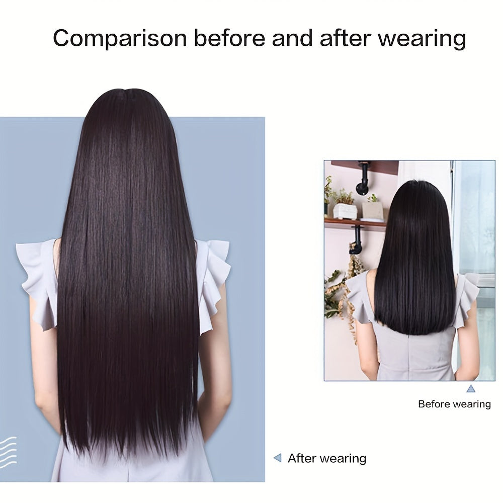 Women Synthetic Clip-In Hair Extensions 32 Inch Straight Long Hair Pieces