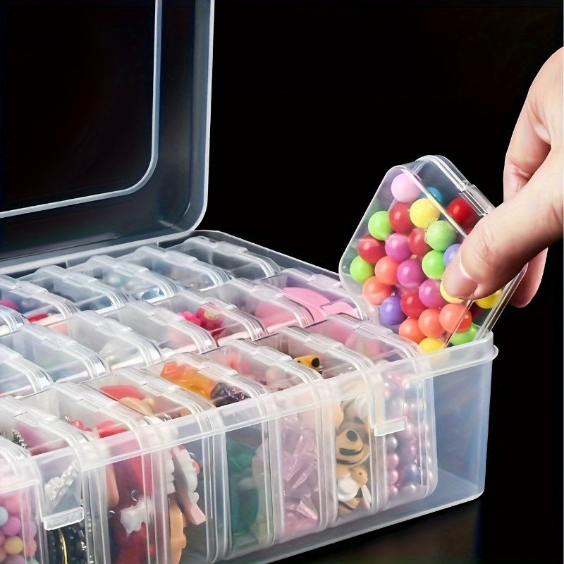 Clear Plastic Organizer with Adjustable Compartments for Beads Jewelry Crafts
