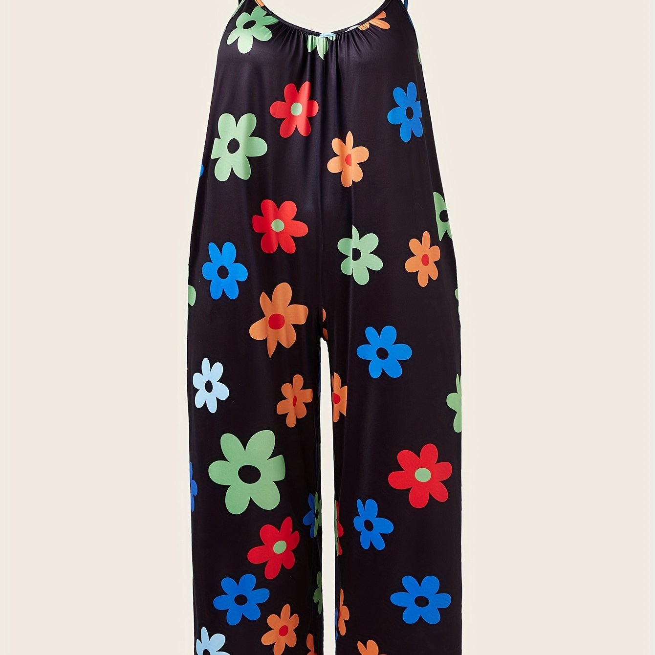 Женский комбинезон с цветочным принтом в стиле бохо, с тонкими бретелями, открытыми плечами, летний ромпер plus size