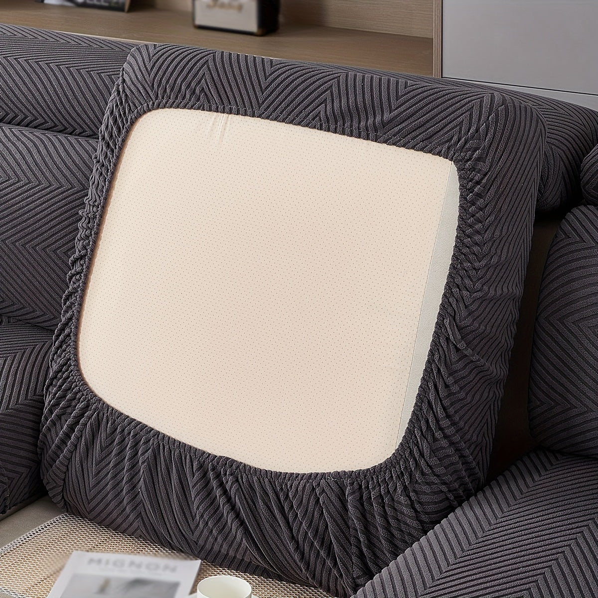 Waterproof Sofa Cover Elastic Stretch Jacquard Argyle Pattern for Home or Office