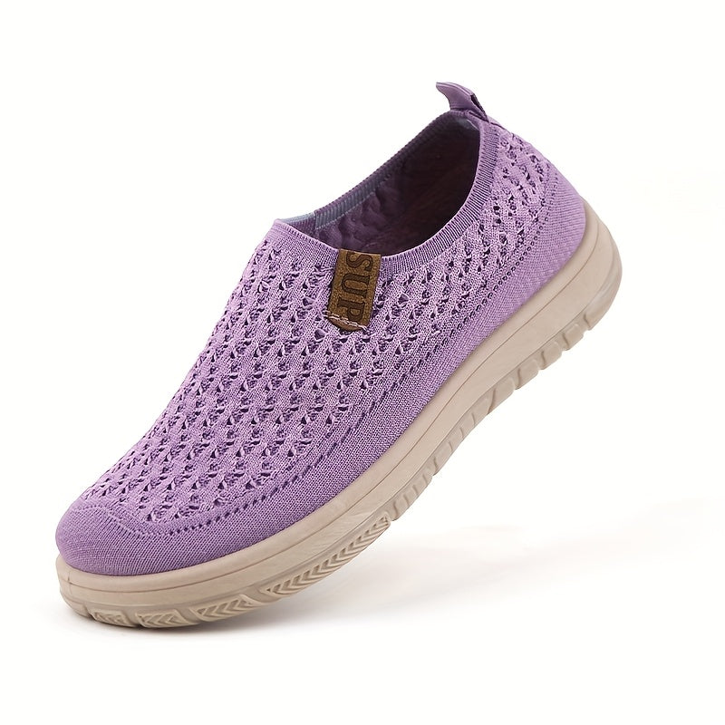Women's Slip-On Casual Sneakers - Breathable Knit, Lightweight, All-Season