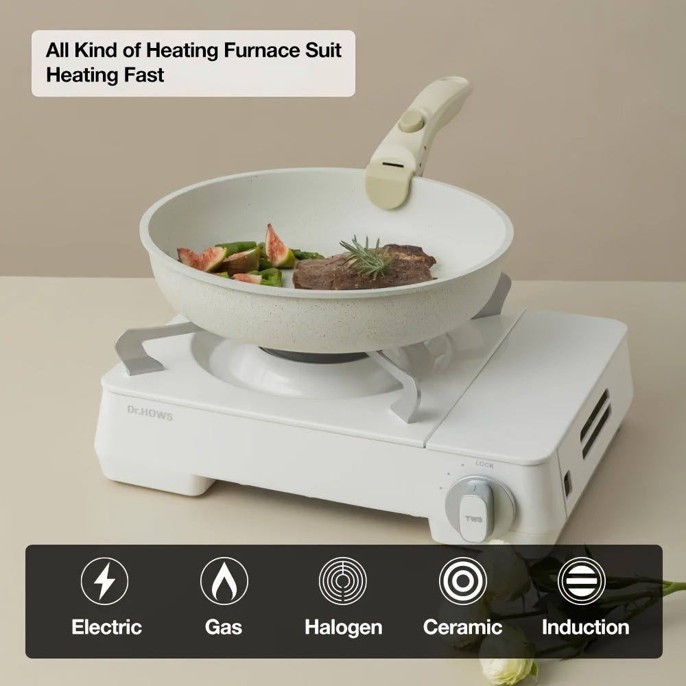 Set of 5 Aluminum Non-Stick Cookware Pots Pans with Detachable Handle