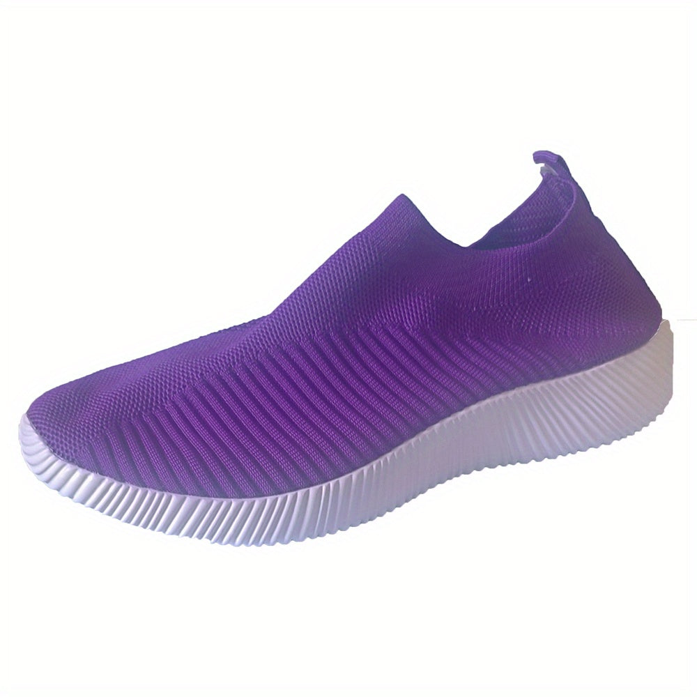 Ayollar uchun kundalik nafas oladigan slip-on sport poyabzali, bir rangda yurish uchun