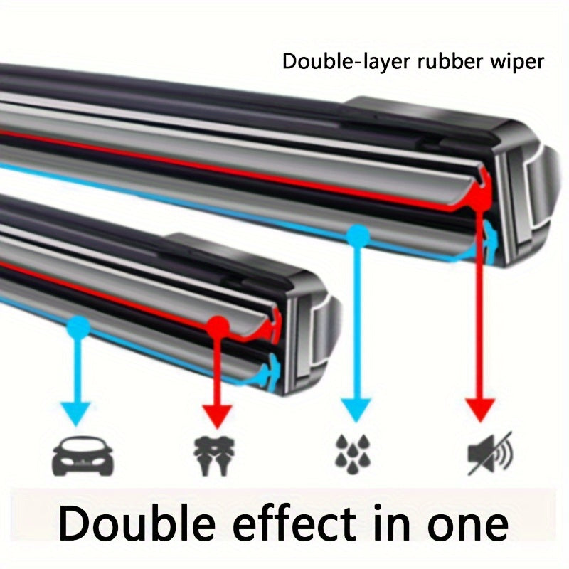 Universal Dual Rubber Wiper Blades All-Season Hook Mount 1-Pack