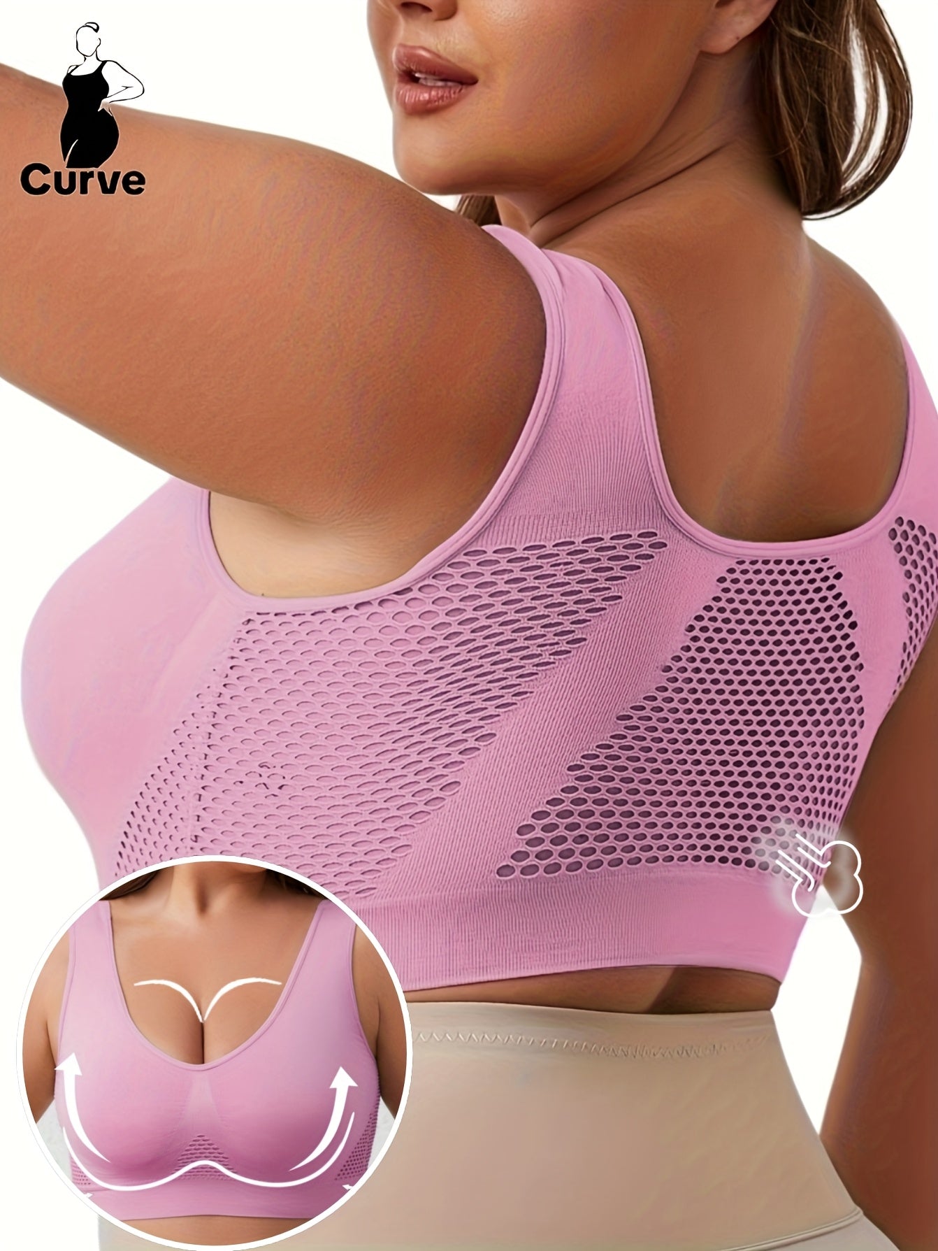 Plus-Size Women's Non-Padded Sports Bra with Cut-Out Design for Yoga and Fitness