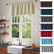 Blackout Insulated Rod Pocket Window Valance for Kitchen Black