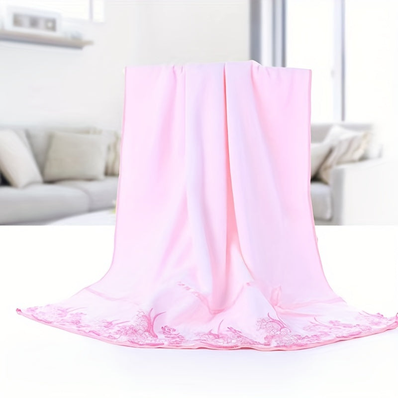 Lace Embroidery Towel Set 4-Piece Bath and Hand Towels Soft Absorbent