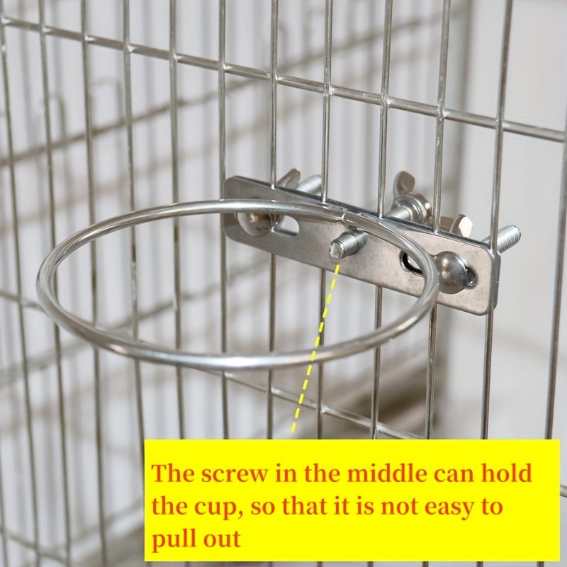 Stainless Steel Dog Bowl with Hanging Design and Screw Fixing for Cages